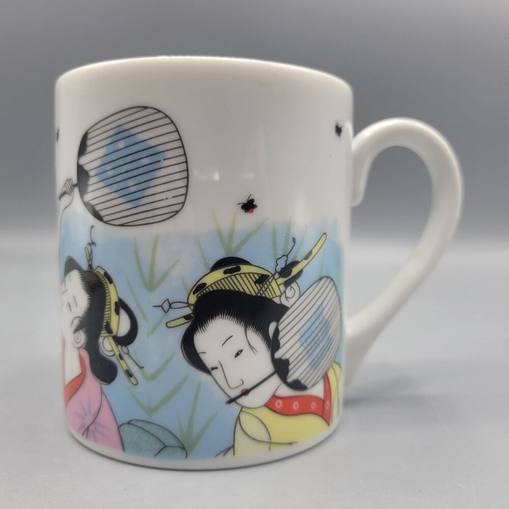 Japanese Porcelain Coffee Tea Mug With Geisha Dancer Design Made in Japan
